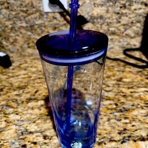 18oz Starbucks blue swirl glass tumbler